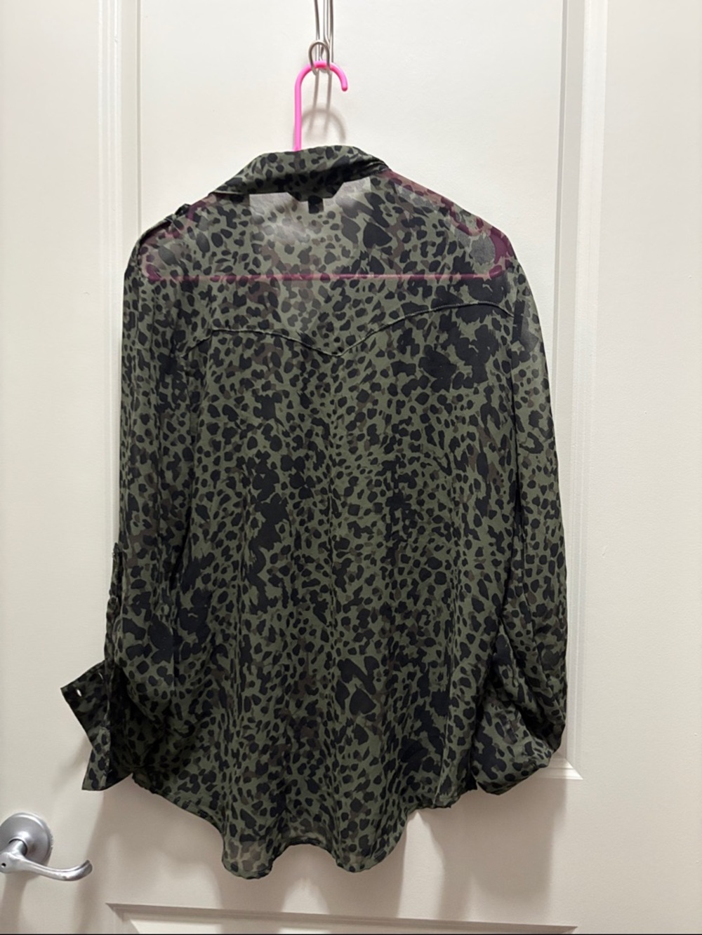 Rock & Republic Olive Green and Black Leopard Print Top - Picture 10 of 10